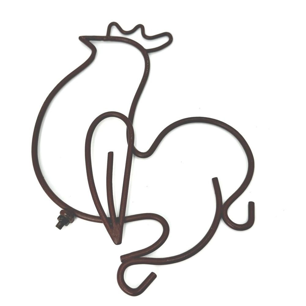 Vintage Wrought Iron‎ Rooster Trivet Wall Hook Farmhouse Rustic Kitchen Decor